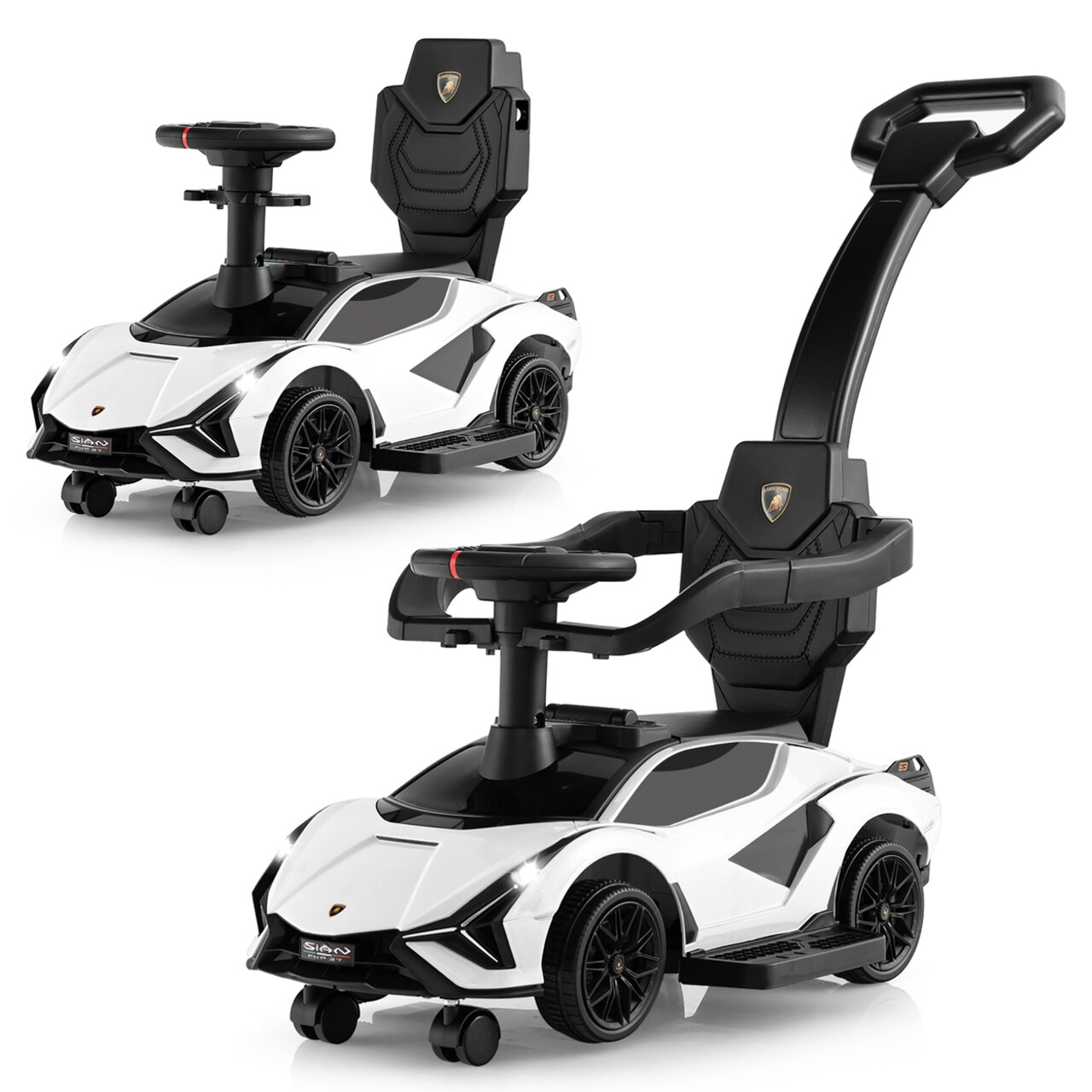Gymax 3 in 1 Licensed Lamborghini Ride on Push Car Walking Toy